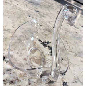 Vtg 1950s Duncan & Miller Clear Glass Swan Bowl Dish Lg Retro Centerpiece Read